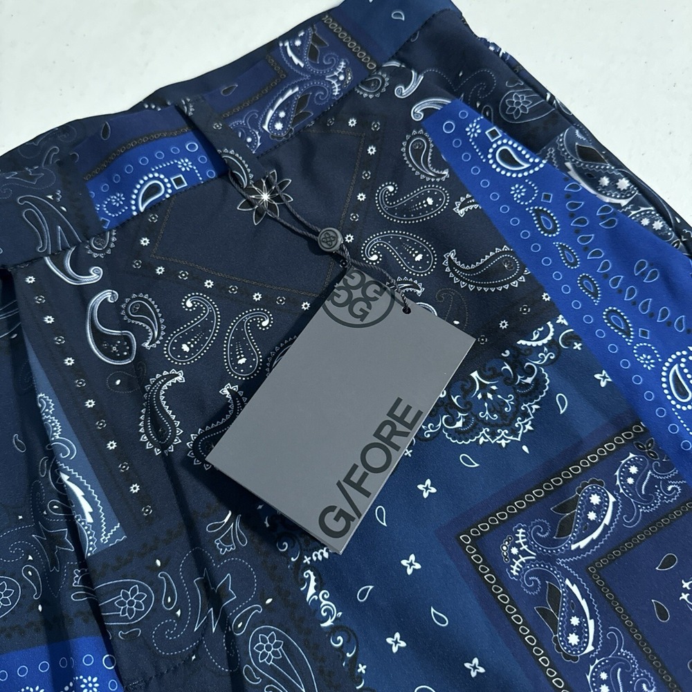 G/Fore Men's Size 34 Twilight Blue Paisley Golf Bandana Maverick Hybrid Shorts
